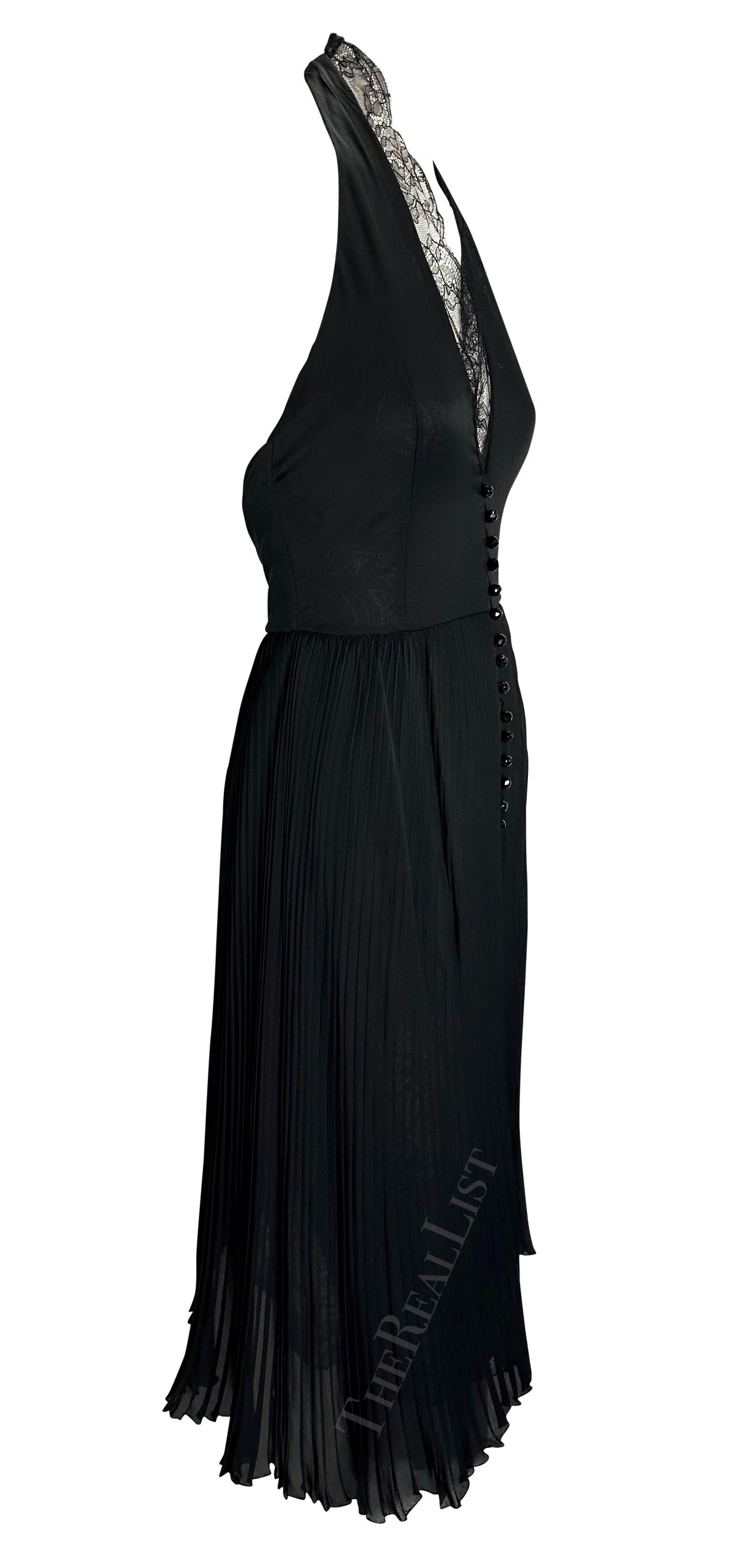 F/W 2000 Gianni Versace by Donatella Runway Sheer Black Lace Halter Dress 7