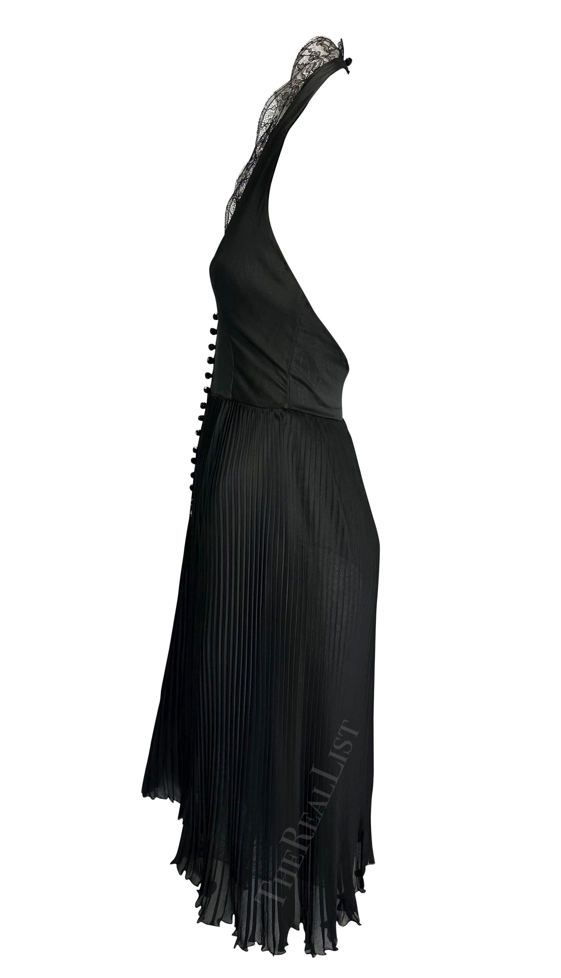 F/W 2000 Gianni Versace by Donatella Runway Sheer Black Lace Halter Dress 1