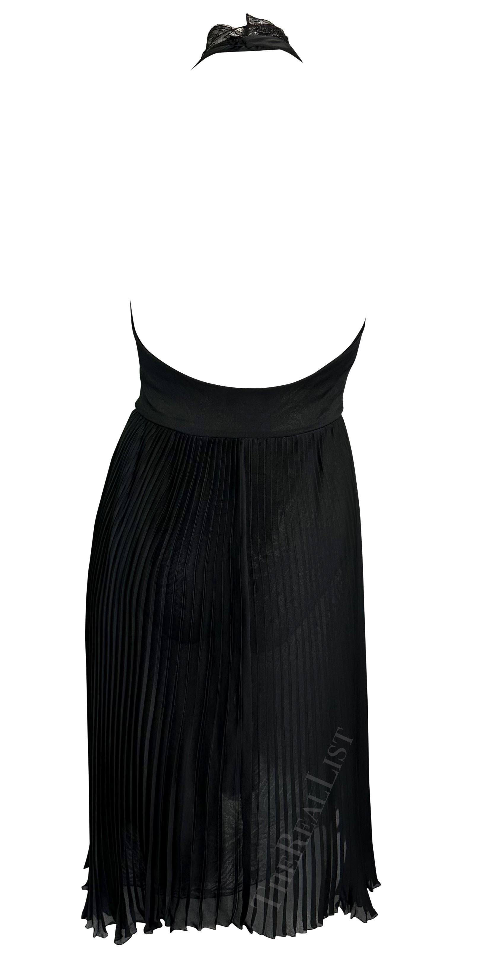 F/W 2000 Gianni Versace by Donatella Runway Sheer Black Lace Halter Dress 3