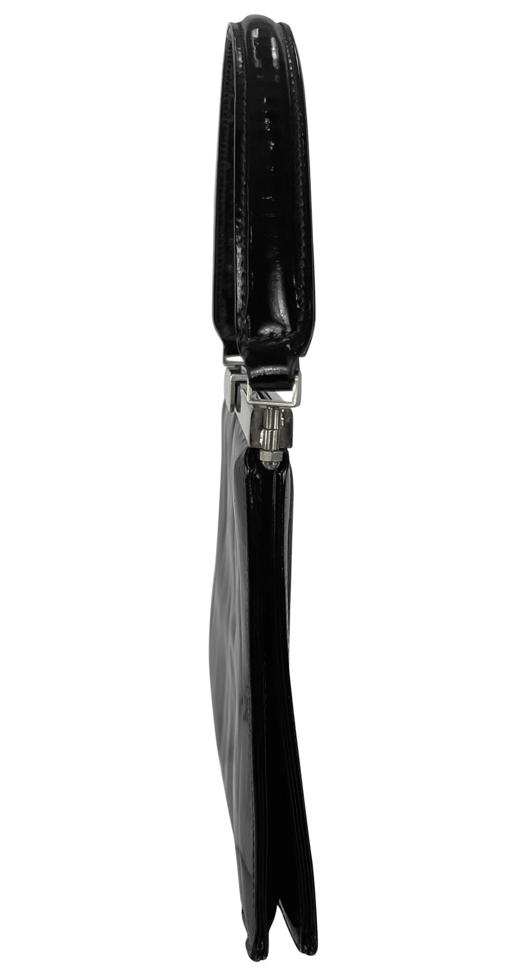 F/W 2000 Giorgio Armani Ad Black Patent Leather Scallop Panel Frame Mini Bag For Sale 1
