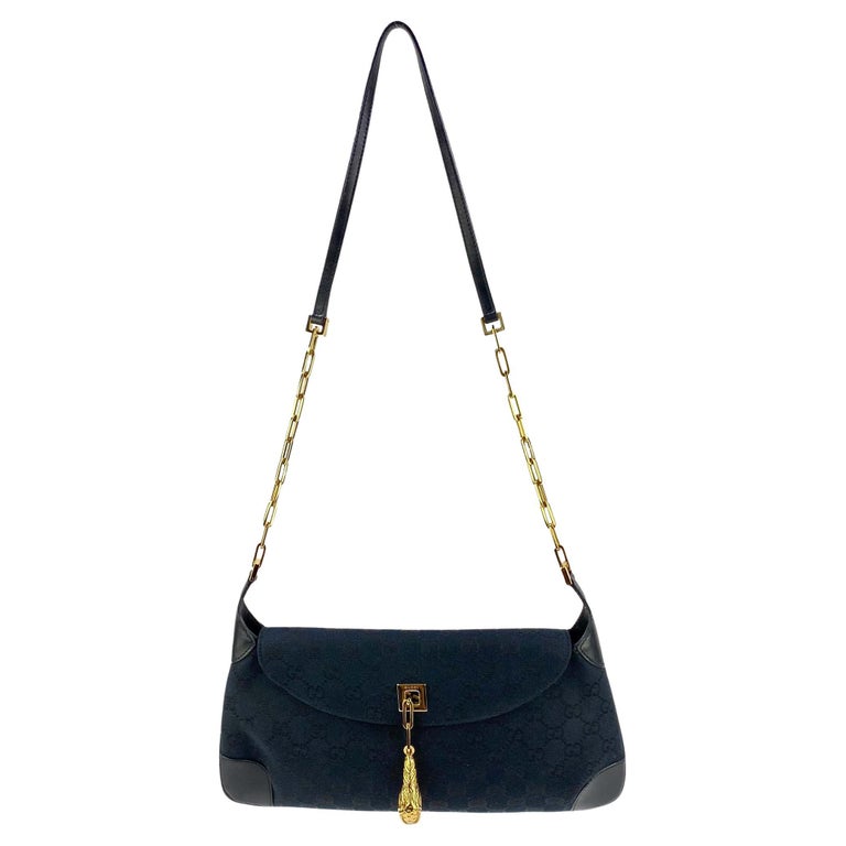 Gucci Tom Ford 001 4113 2223 Black Suede Small Shoulder Handbag Purse Fall  2000