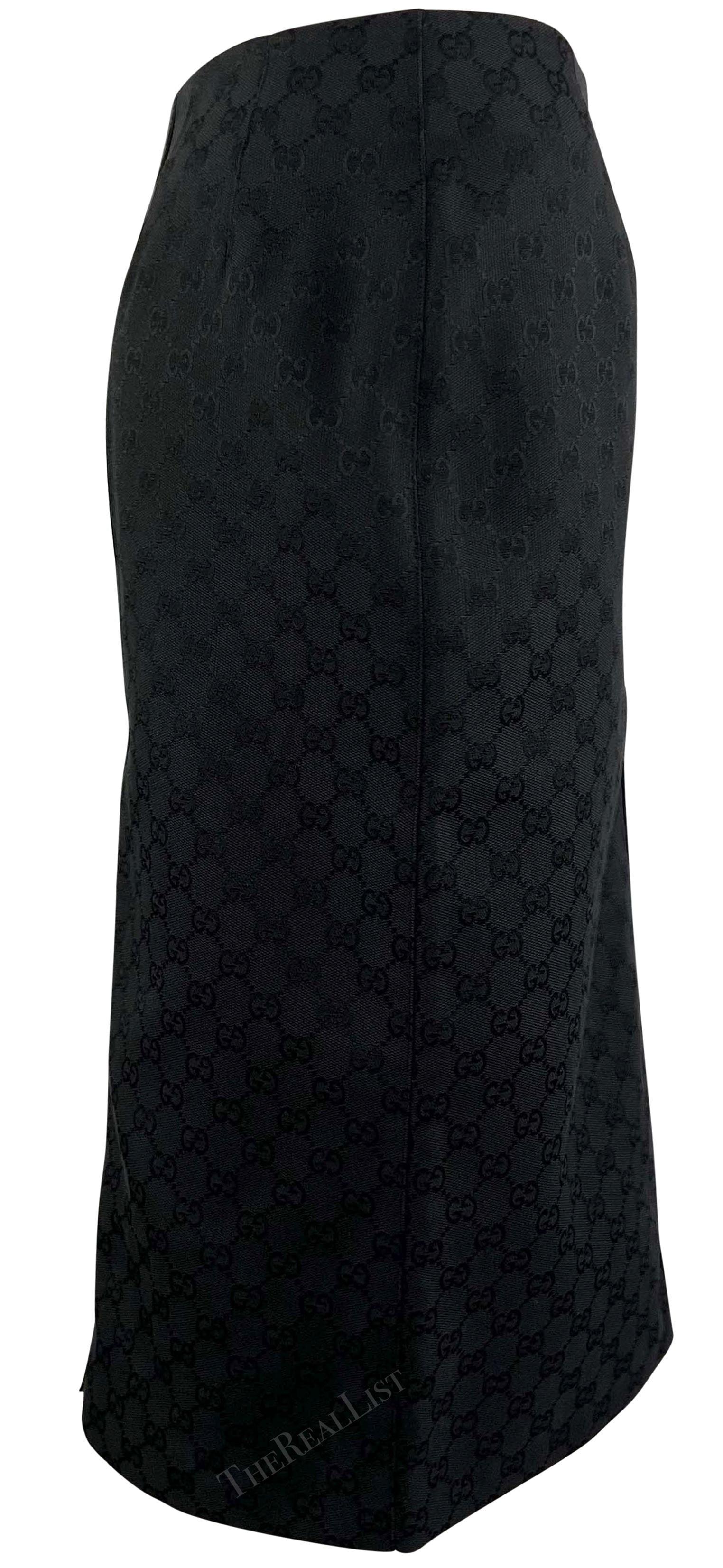 A/I 2000 Gucci by Tom Ford GG nero GG Monogram Zipper Pencil Skirt in vendita 6