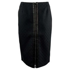 F/W 2000 Gucci by Tom Ford Black GG Monogram Zipper Pencil Skirt