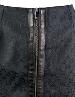 F/W 2000 Gucci by Tom Ford Black GG Monogram Zipper Pencil Skirt