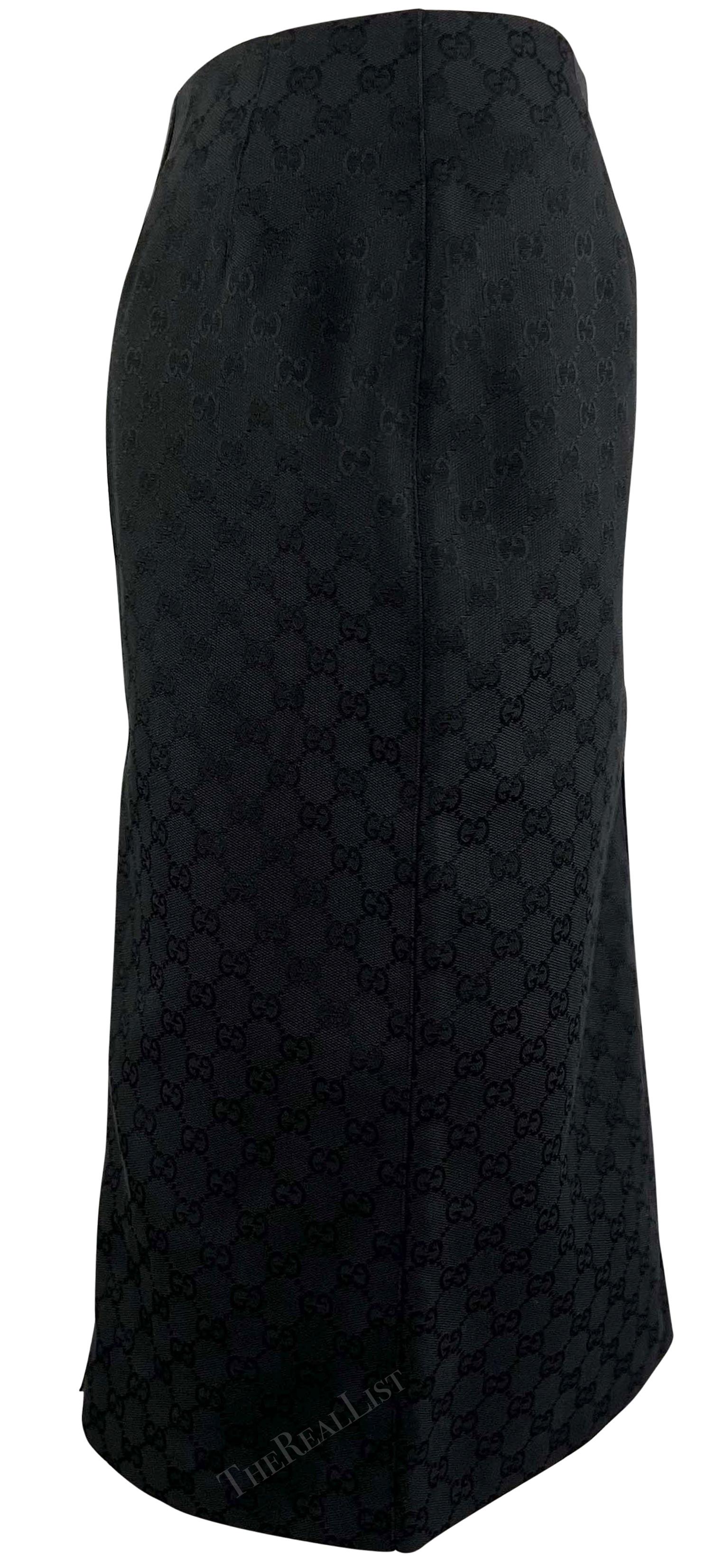 F/W 2000 Gucci by Tom Ford Black GG Monogram Zipper Pencil Skirt For Sale 1