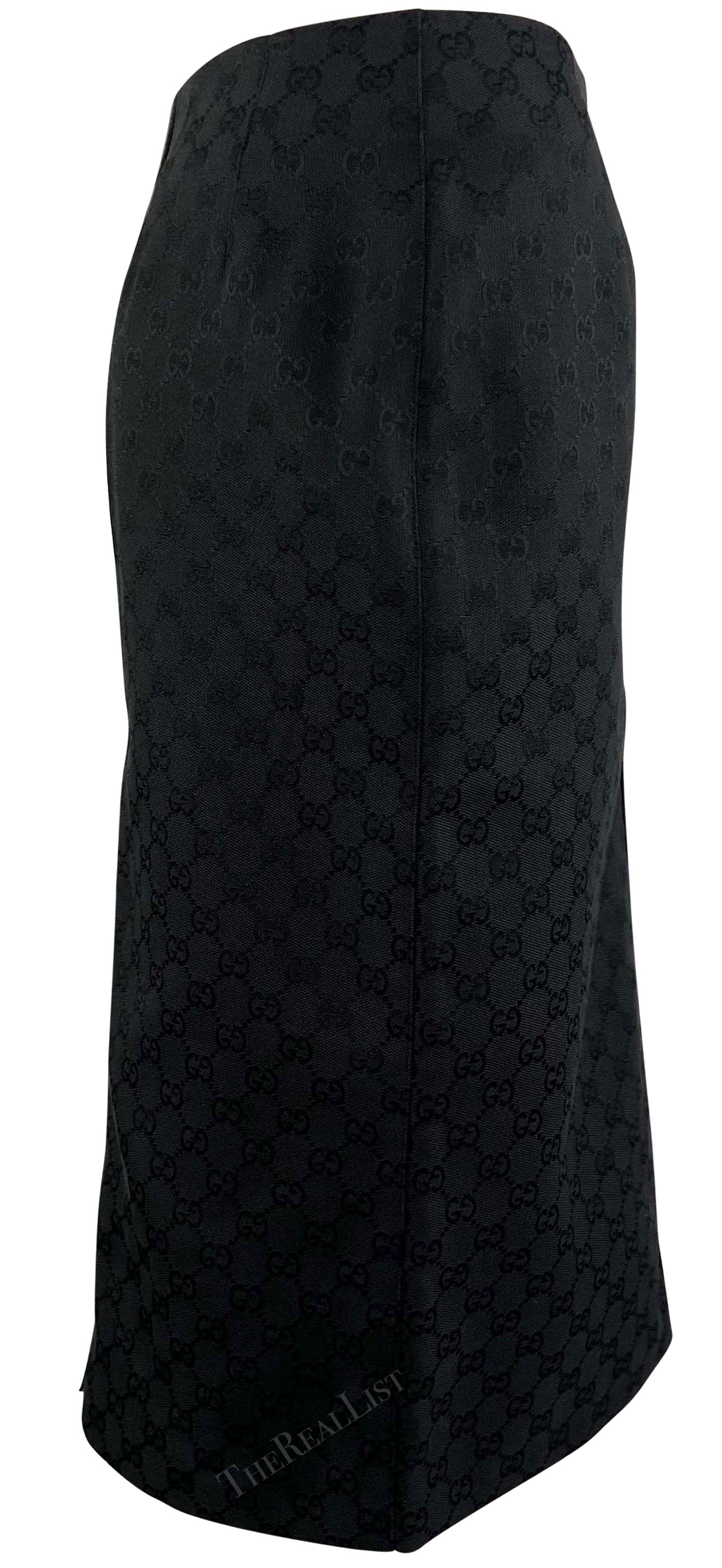 F/W 2000 Gucci for Tom Ford Schwarzer GG-Monogramm-Bleistiftrock mit Reißverschluss im Angebot 1