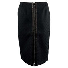 Used F/W 2000 Gucci by Tom Ford Black GG Monogram Zipper Pencil Skirt