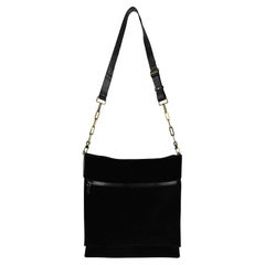 F/W 2000 Gucci by Tom Ford Black Suede Men's Runway Large Shoulder Bag