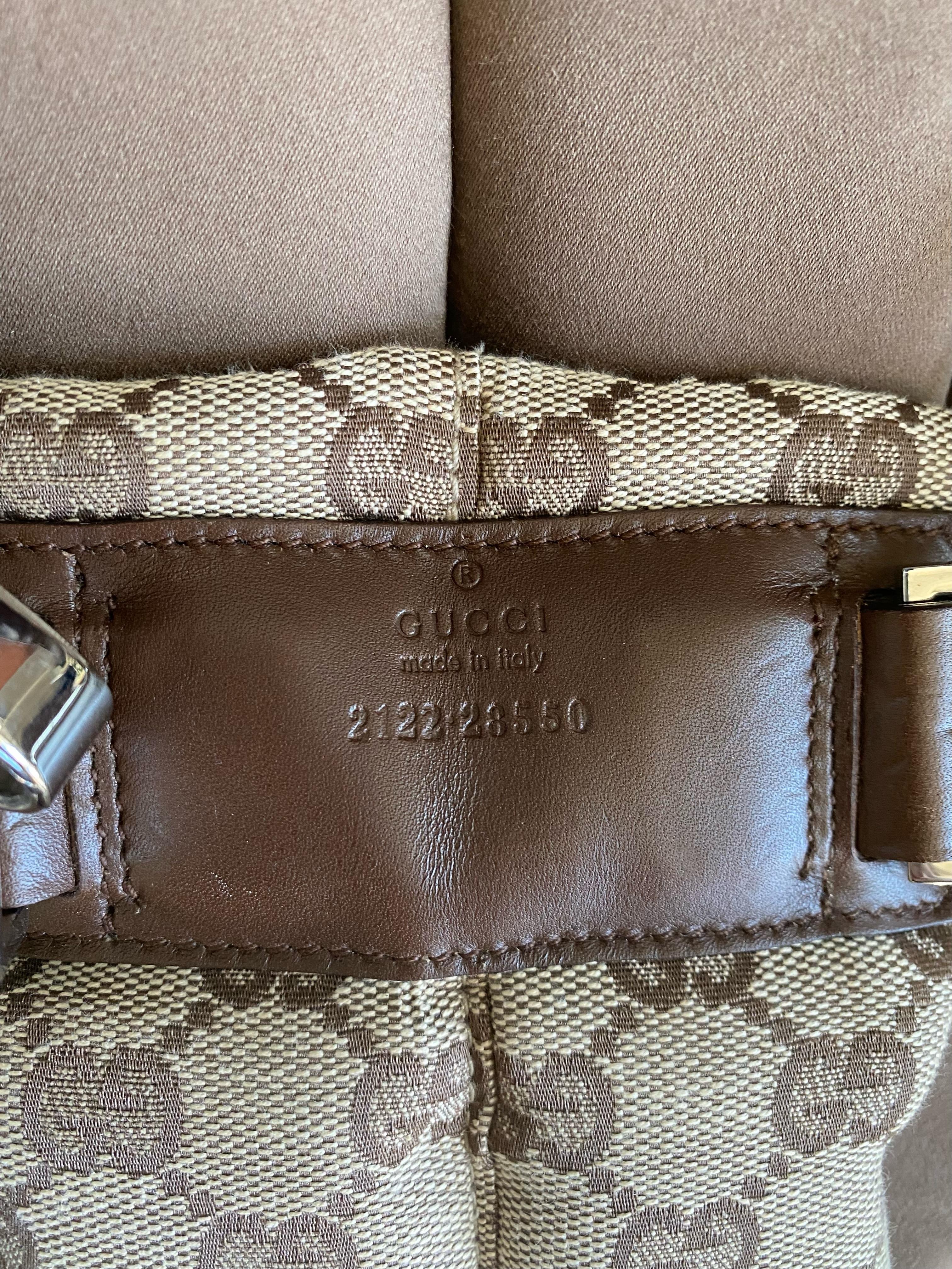 F/W 2000 Gucci by Tom Ford Brown Beige GG Monogram Baby Carrier In Excellent Condition In West Hollywood, CA