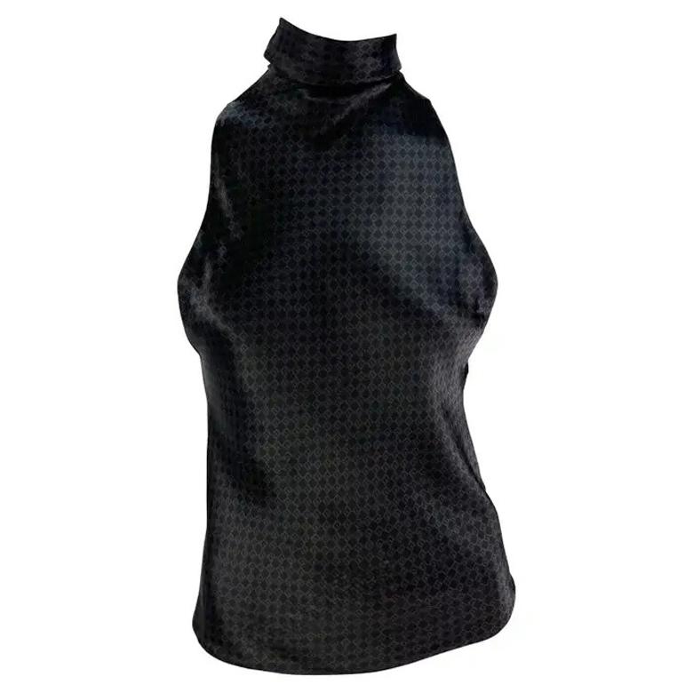 F/W 2000 Gucci by Tom Ford Brown Brown Square 'G' Monogram Mock Neck Sleeveless Top