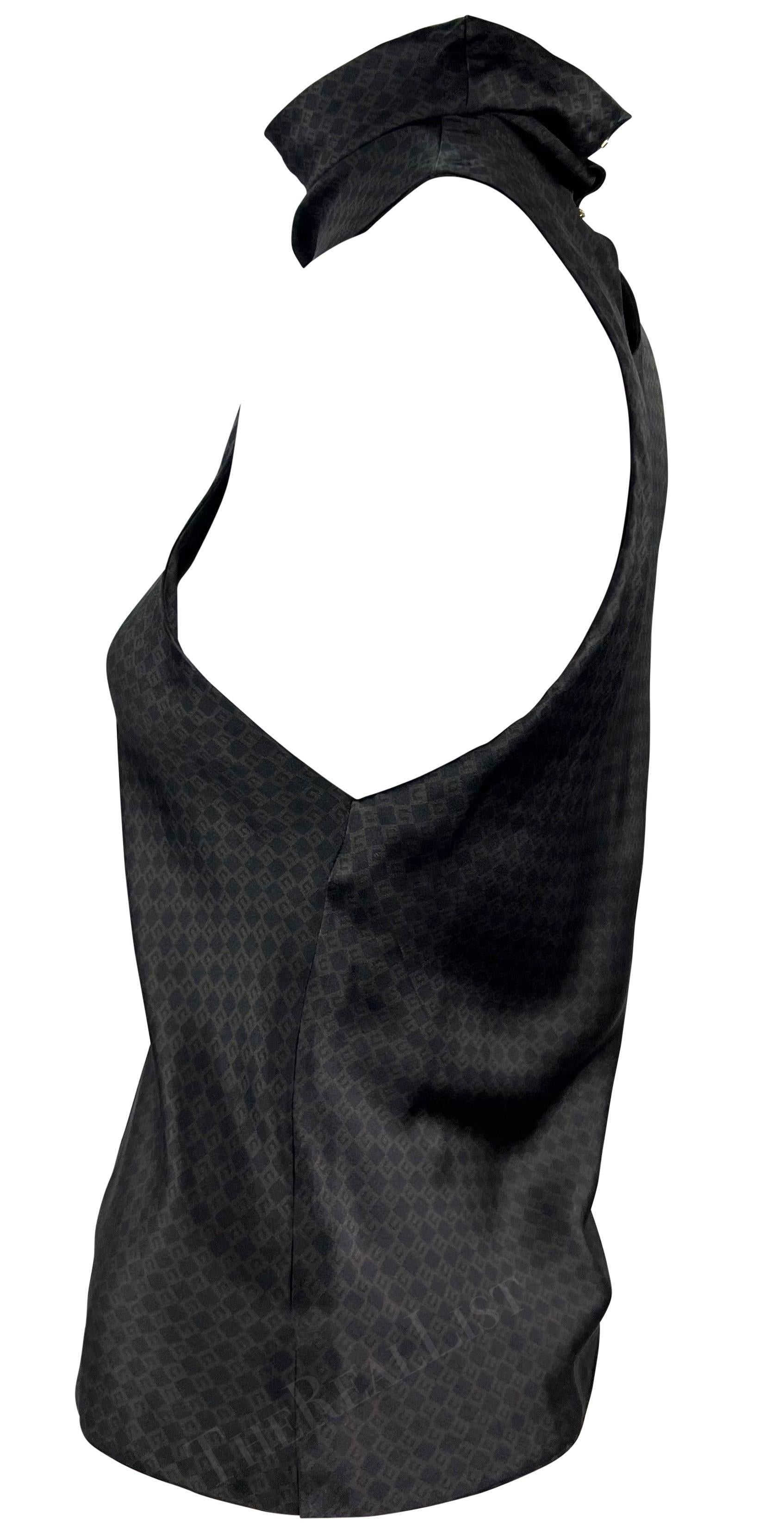 Noir F/W 2000 Gucci by Tom Ford Brown Brown Square 'G' Monogram Mock Neck Sleeveless Top en vente