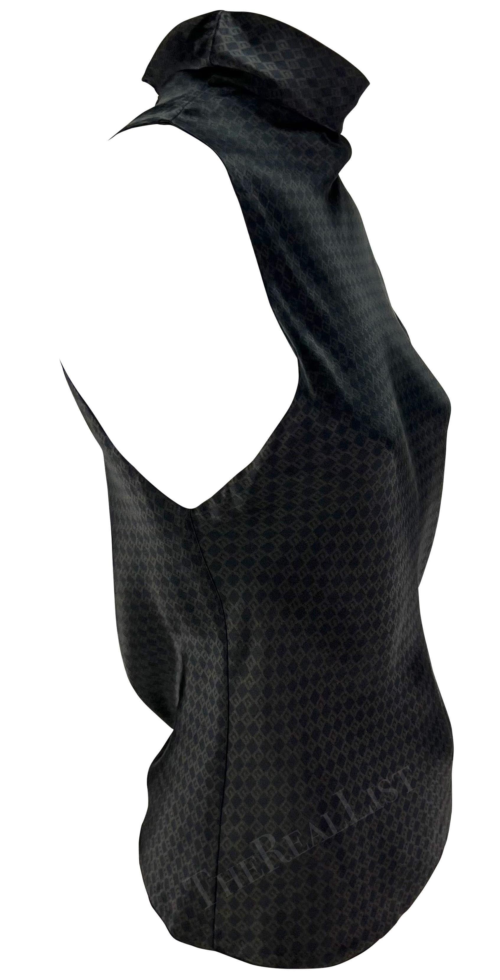 F/W 2000 Gucci by Tom Ford Brown Brown Square 'G' Monogram Mock Neck Sleeveless Top Pour femmes en vente