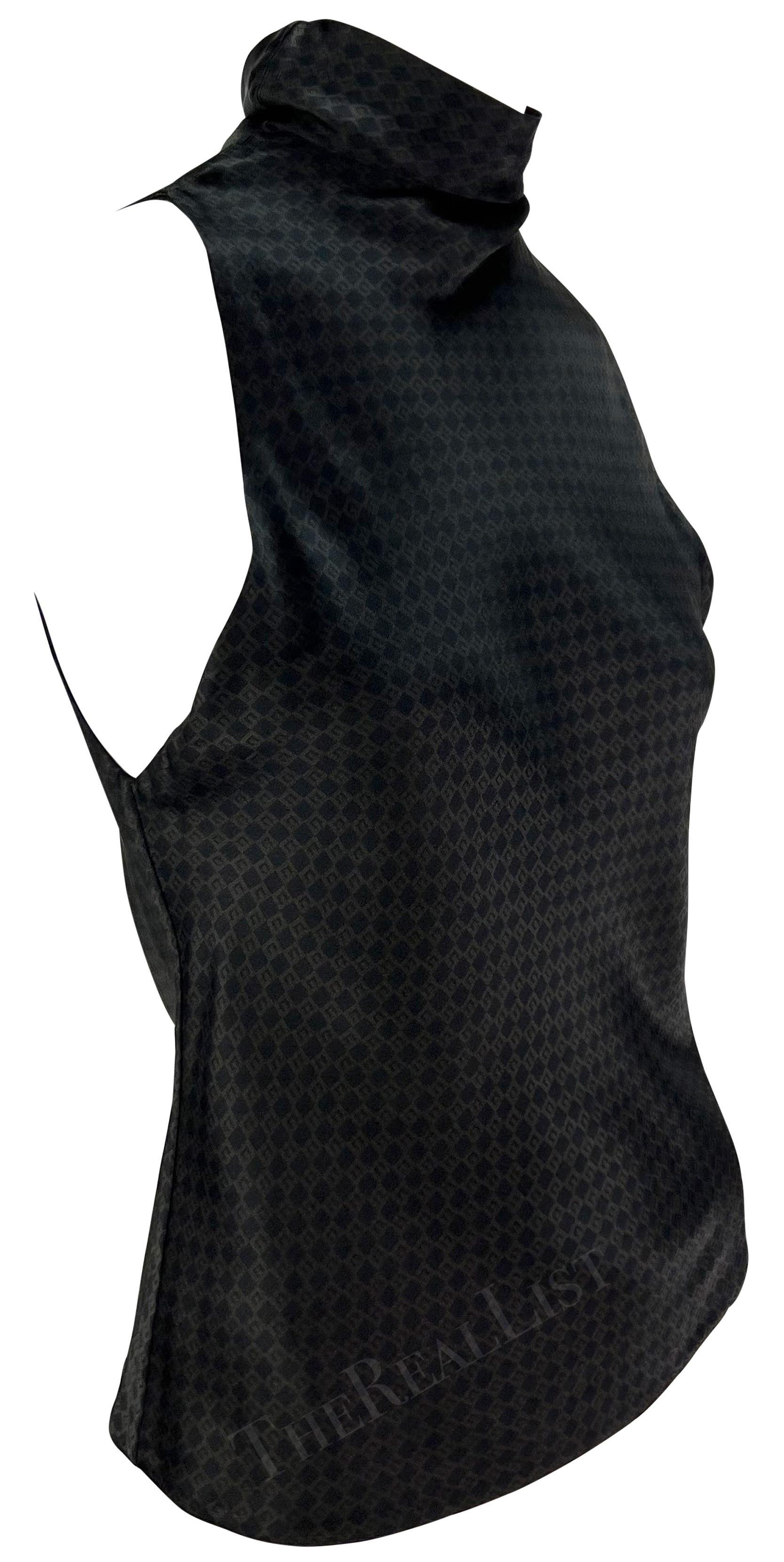 F/W 2000 Gucci by Tom Ford Brown Brown Square 'G' Monogram Mock Neck Sleeveless Top en vente 1