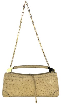 F/W 2000 Gucci by Tom Ford Genuine Ostrich Skin Convertible Chain Clutch Bag