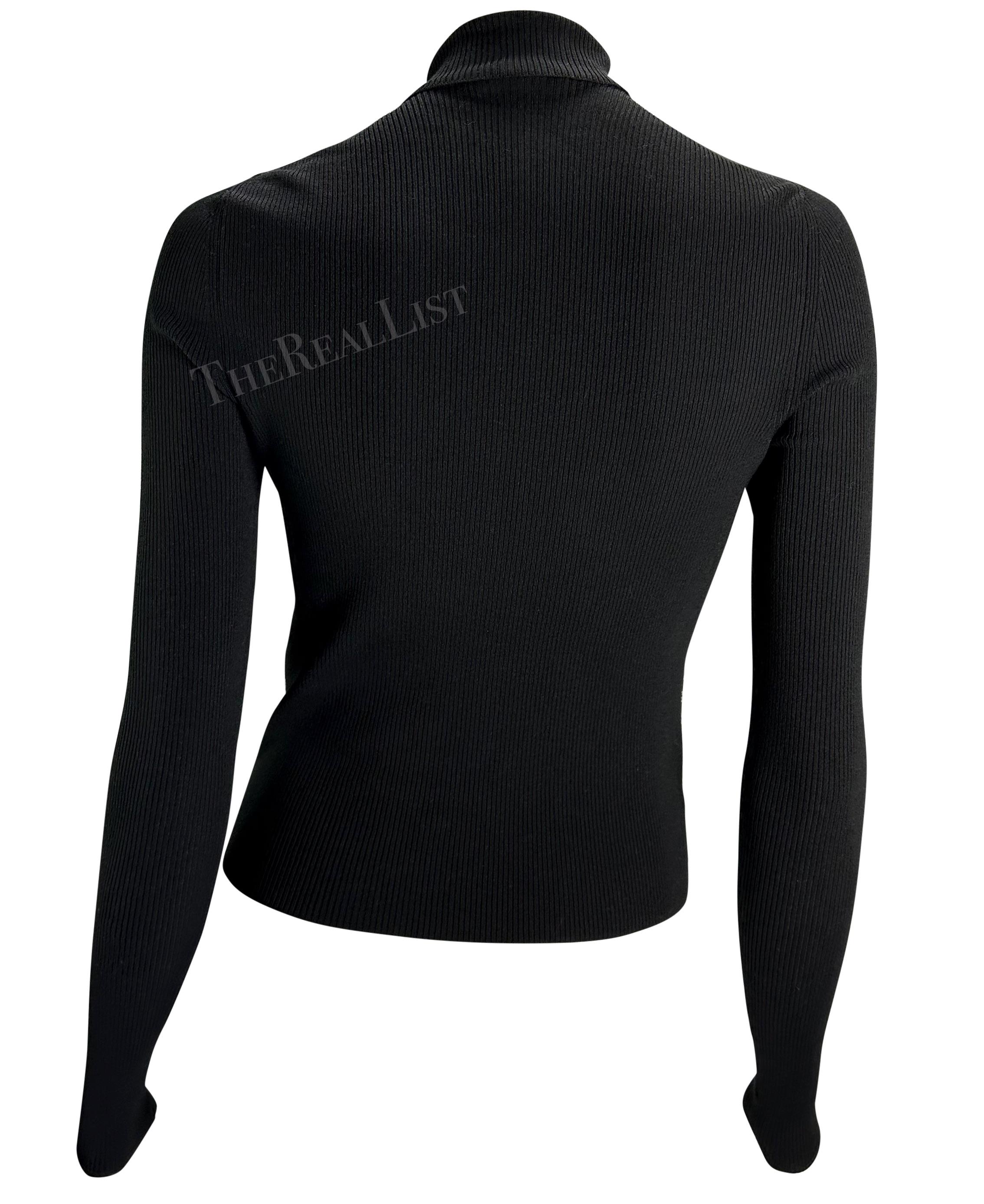 Women's F/W 2000 Gucci by Tom Ford GG Logo Black White Knit Turtleneck Sweater For Sale