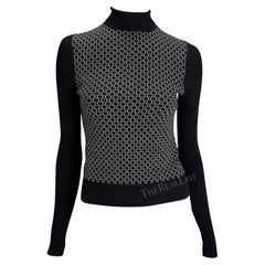 F/W 2000 Gucci by Tom Ford GG Logo Black White Knit Turtleneck Sweater