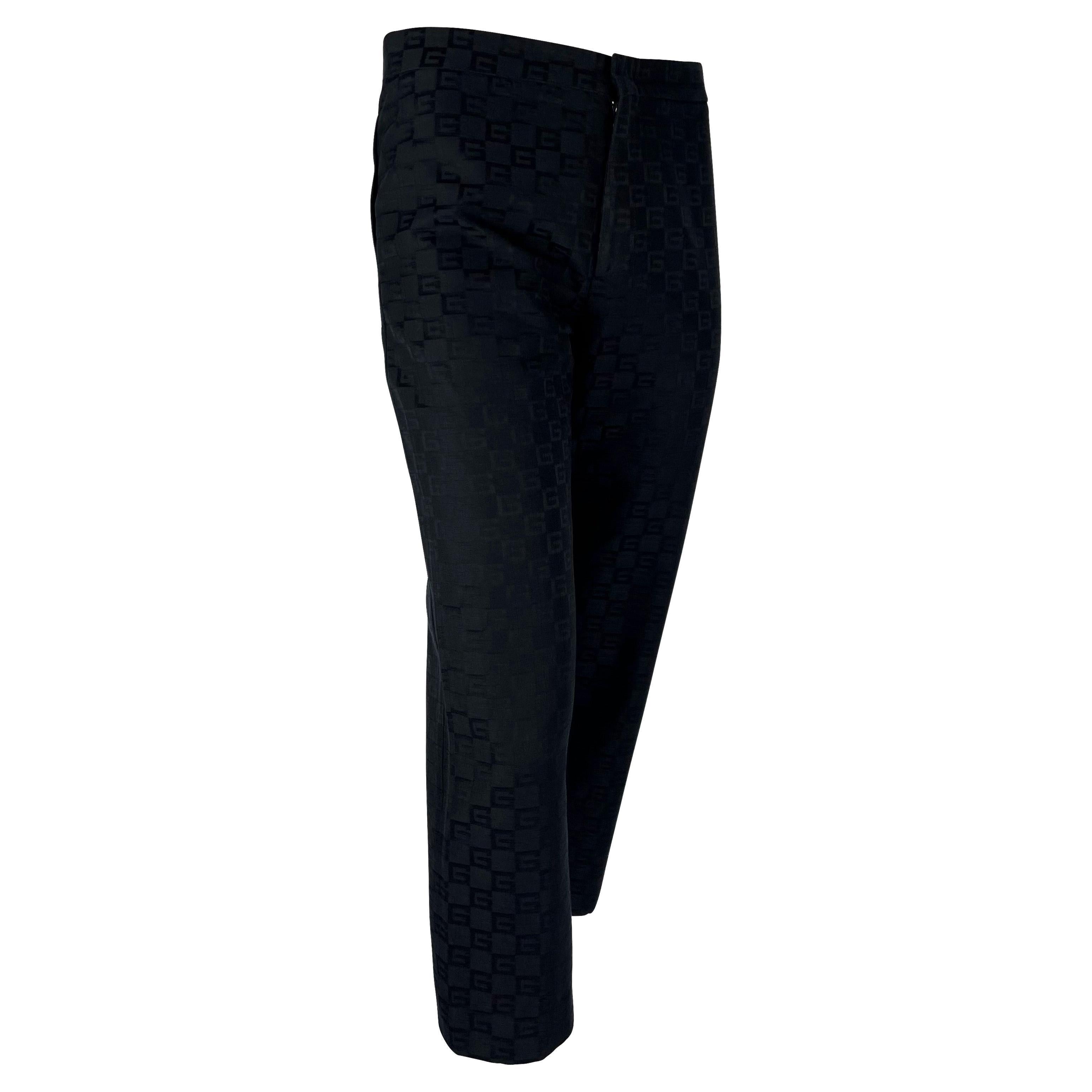 F/W 2000 Gucci by Tom Ford GG Monogram Jacquard Black Pants For Sale 1