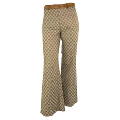  Gucci by Tom Ford GG Pantalon large bordé de cuir avec monogramme Y2K, A/H 2000
