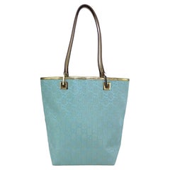 F/W 2000 Gucci by Tom Ford GG Monogram Metallic Blue Gold Small Tote Y2K