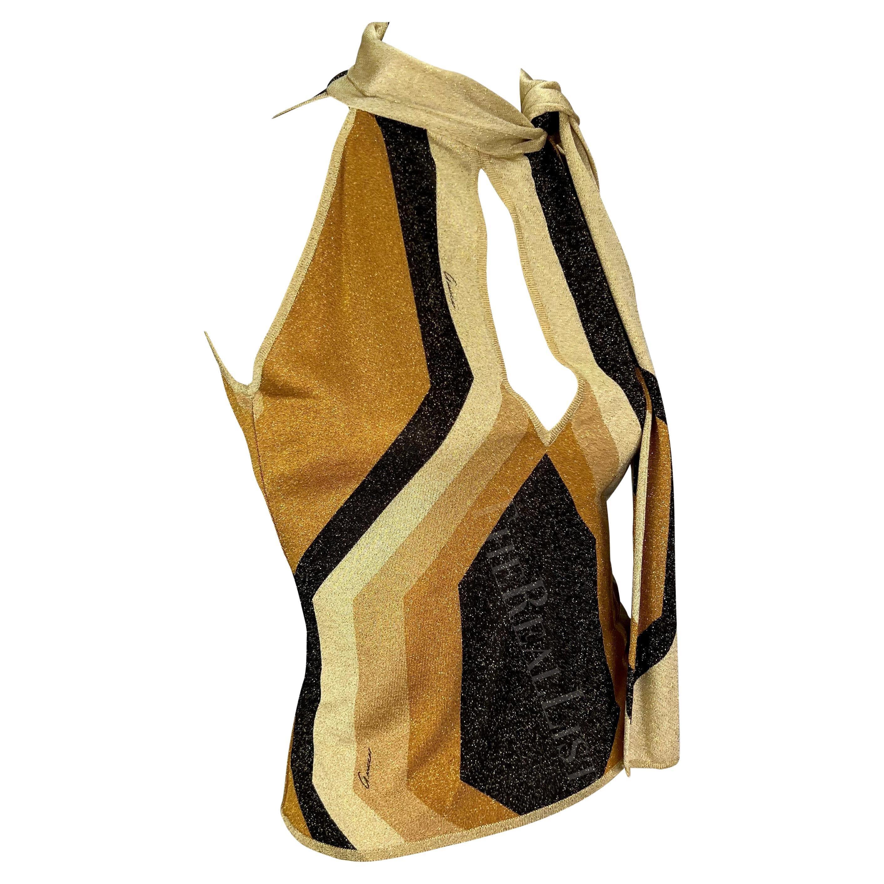 A/I 2000 Gucci by Tom Ford Top senza maniche con laccetti metallici dorati in vendita 5