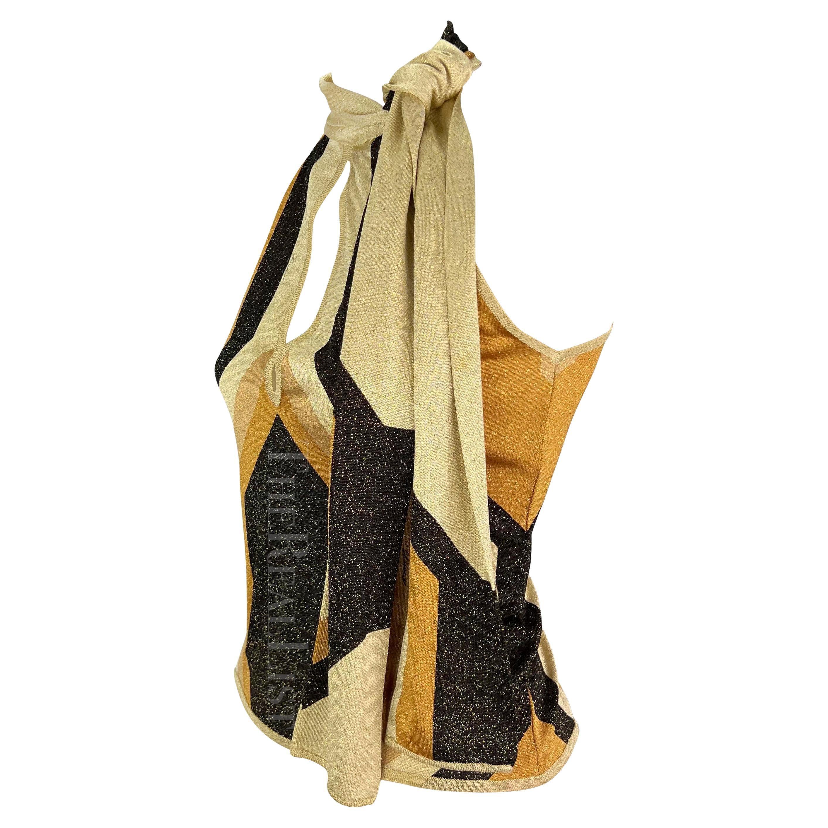 Donna A/I 2000 Gucci by Tom Ford Top senza maniche con laccetti metallici dorati in vendita