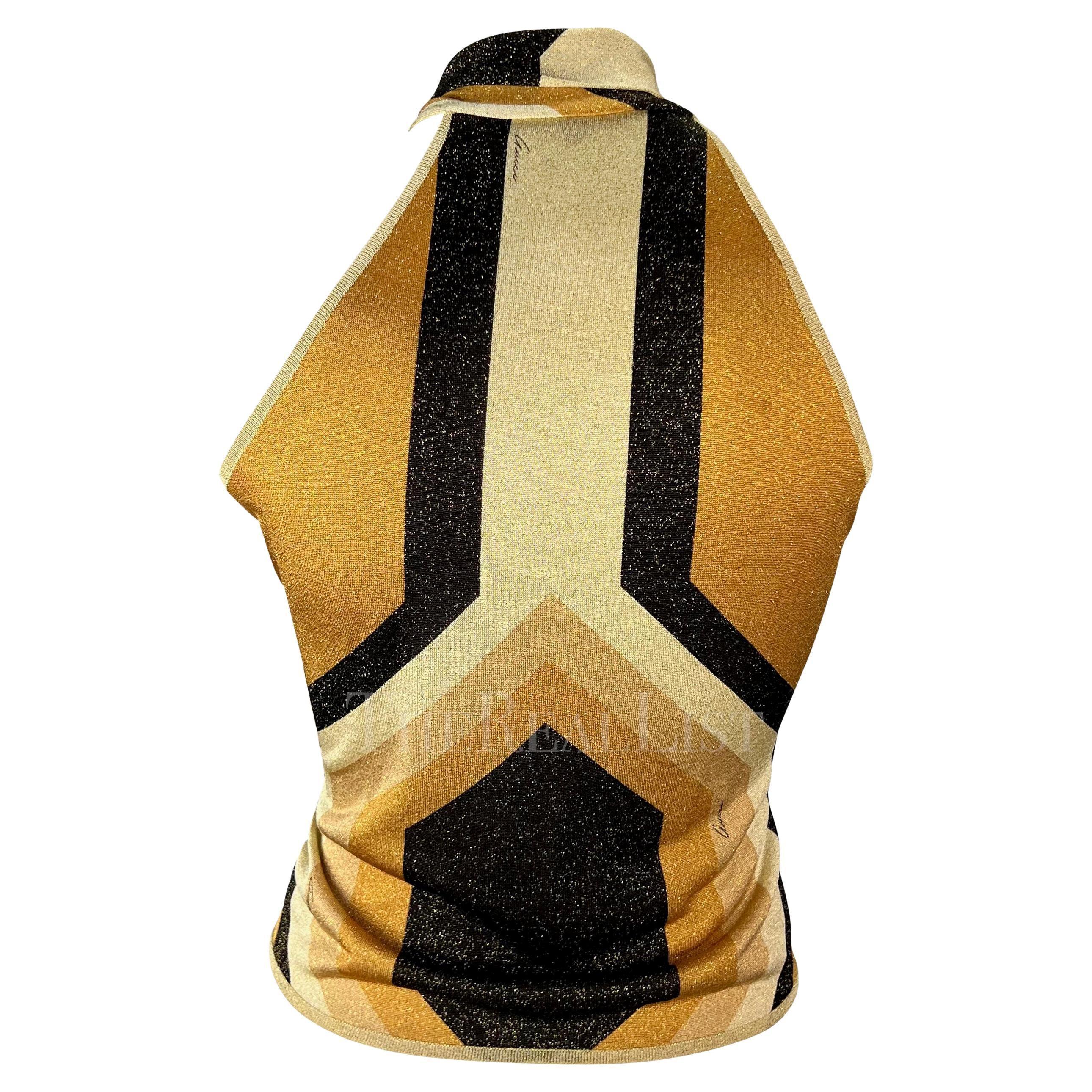 A/I 2000 Gucci by Tom Ford Top senza maniche con laccetti metallici dorati in vendita 2