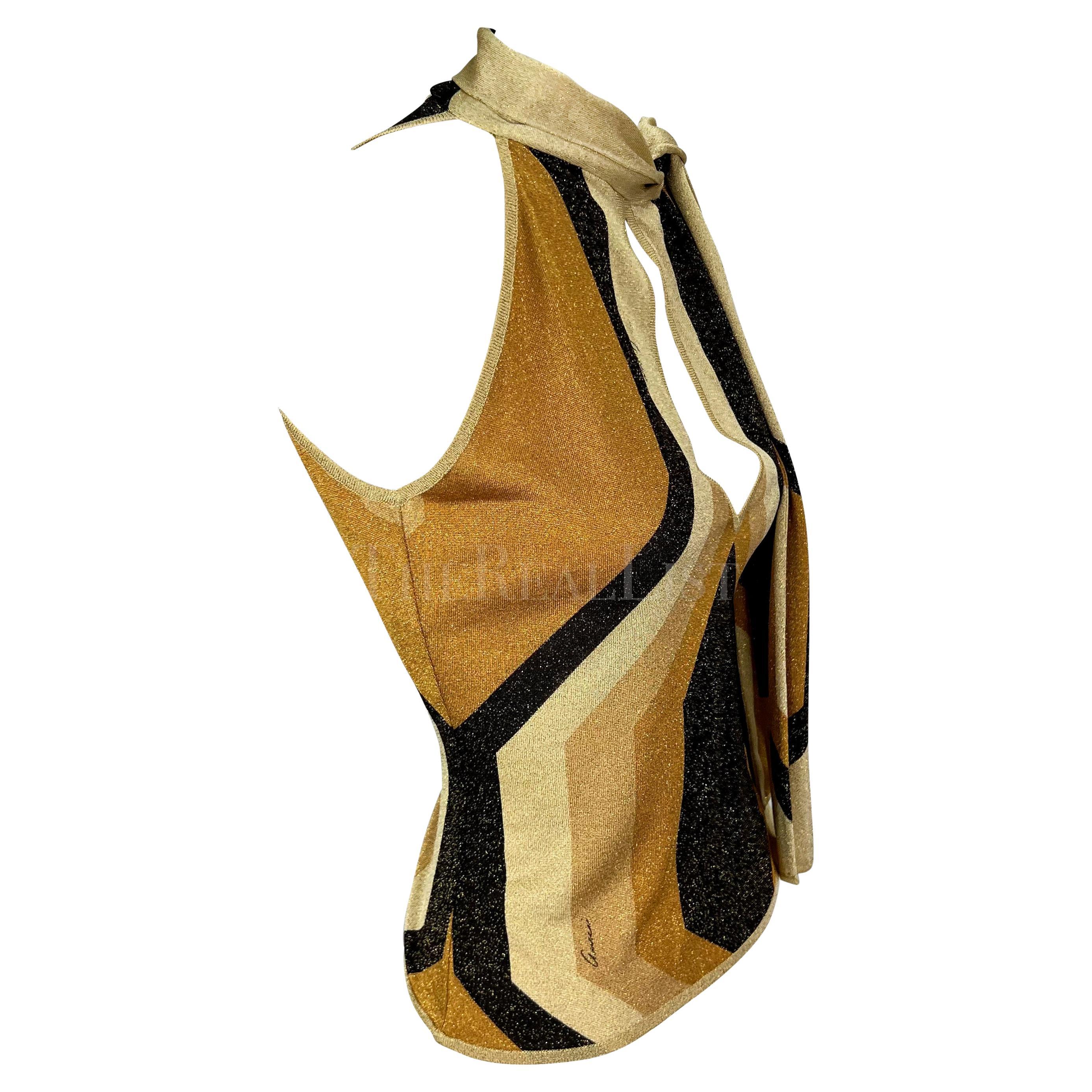 F/W 2000 Gucci by Tom Ford Gold Metallic Neck Tie Sleeveless Top  For Sale 5