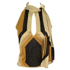 F/W 2000 Gucci by Tom Ford Gold Metallic Neck Tie Sleeveless Top (Top sans manches à nouer dans le cou)