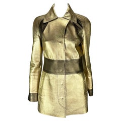 H/W 2000 Gucci by Tom Ford Gold Metallic Zweifarbige Lederjacke aus Metallic