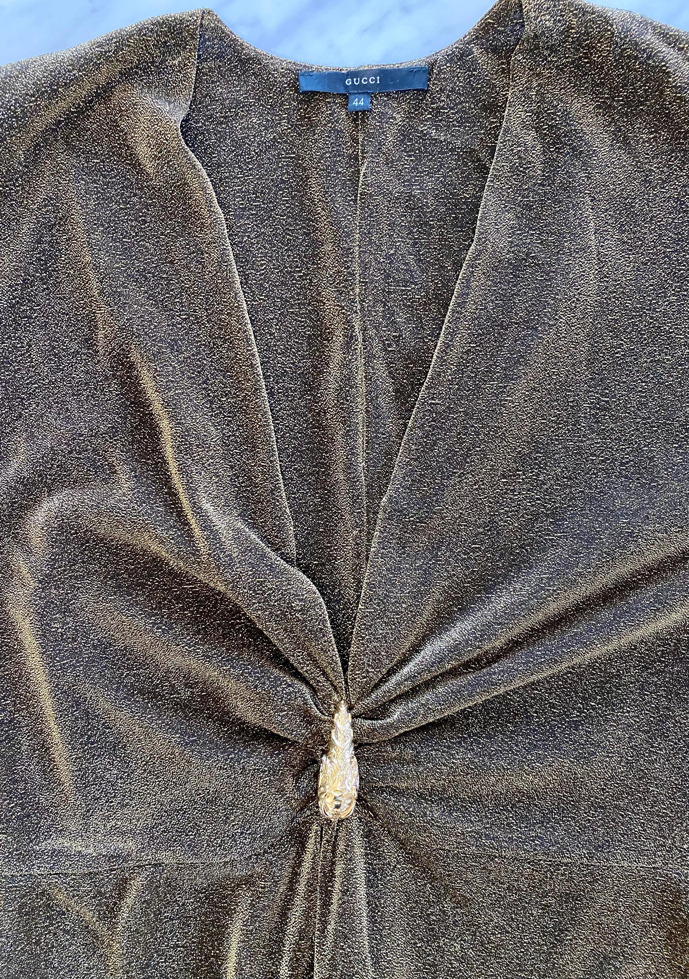 Gucci par Tom Ford - Robe transparente en lurex métallisé avec détails tigres, automne-hiver 2000 en vente 1