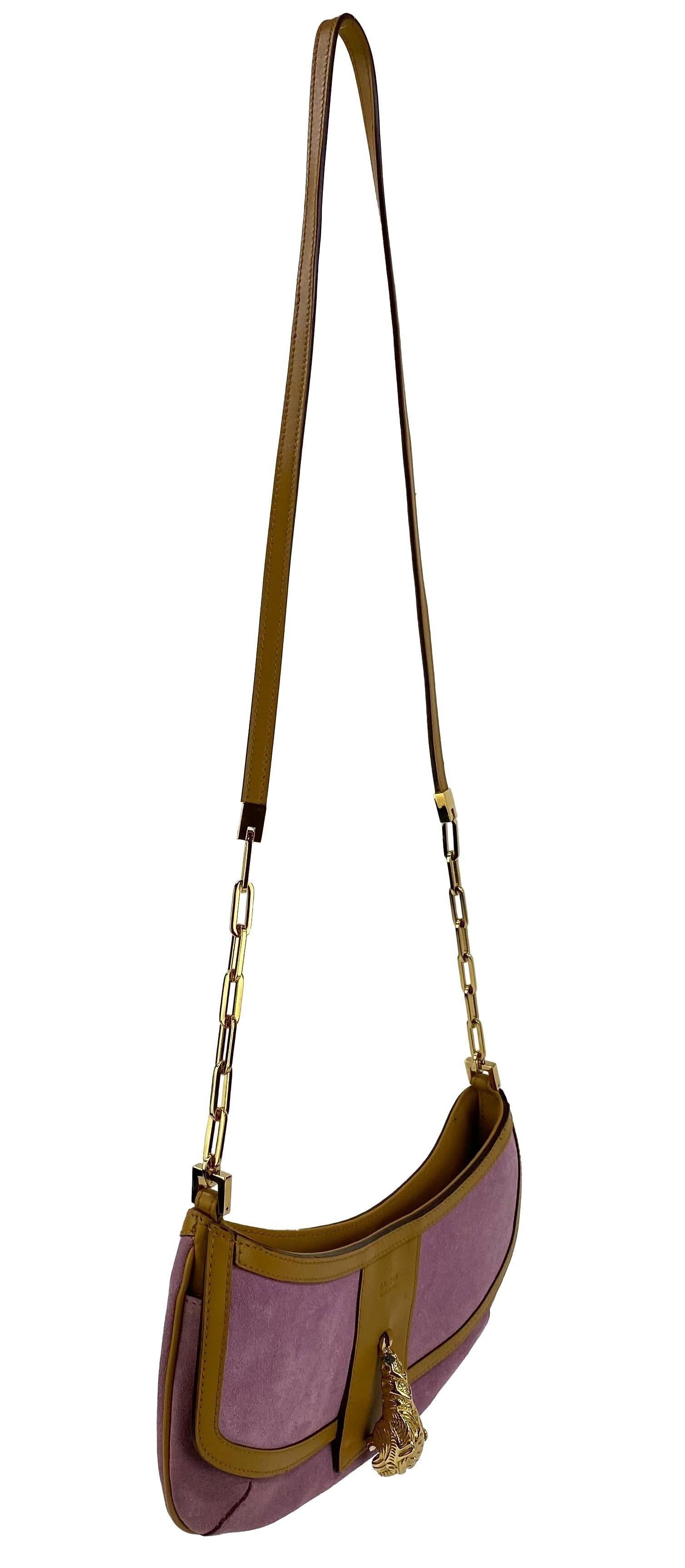 Marrone A/I 2000 Gucci by Tom Ford Borsa a tracolla Dionysus Tiger in pelle scamosciata rosa in vendita