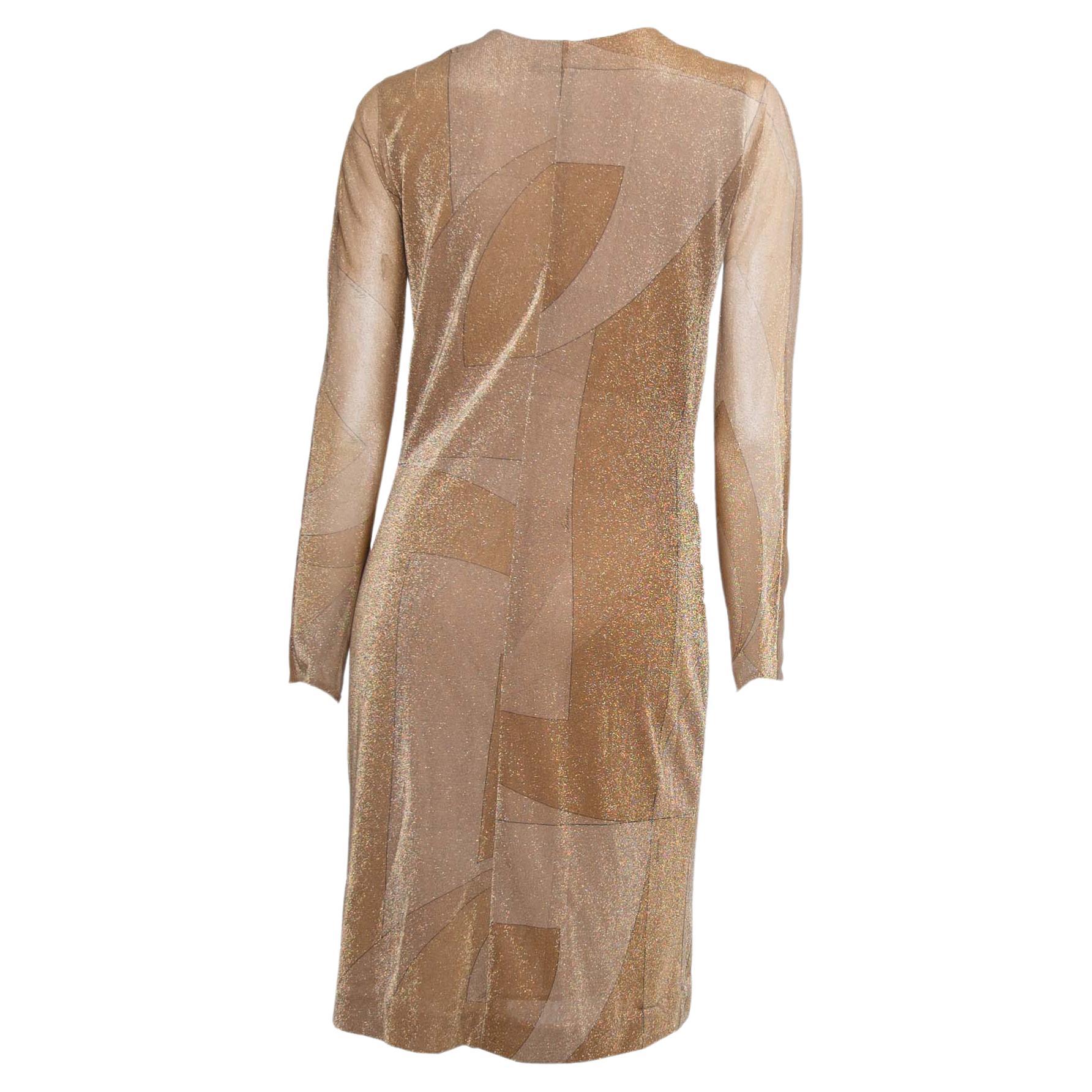 F/W 2000 Gucci by Tom Ford - Robe disco transparente en lurex doré métallisé avec détails tigres Bon état - En vente à West Hollywood, CA