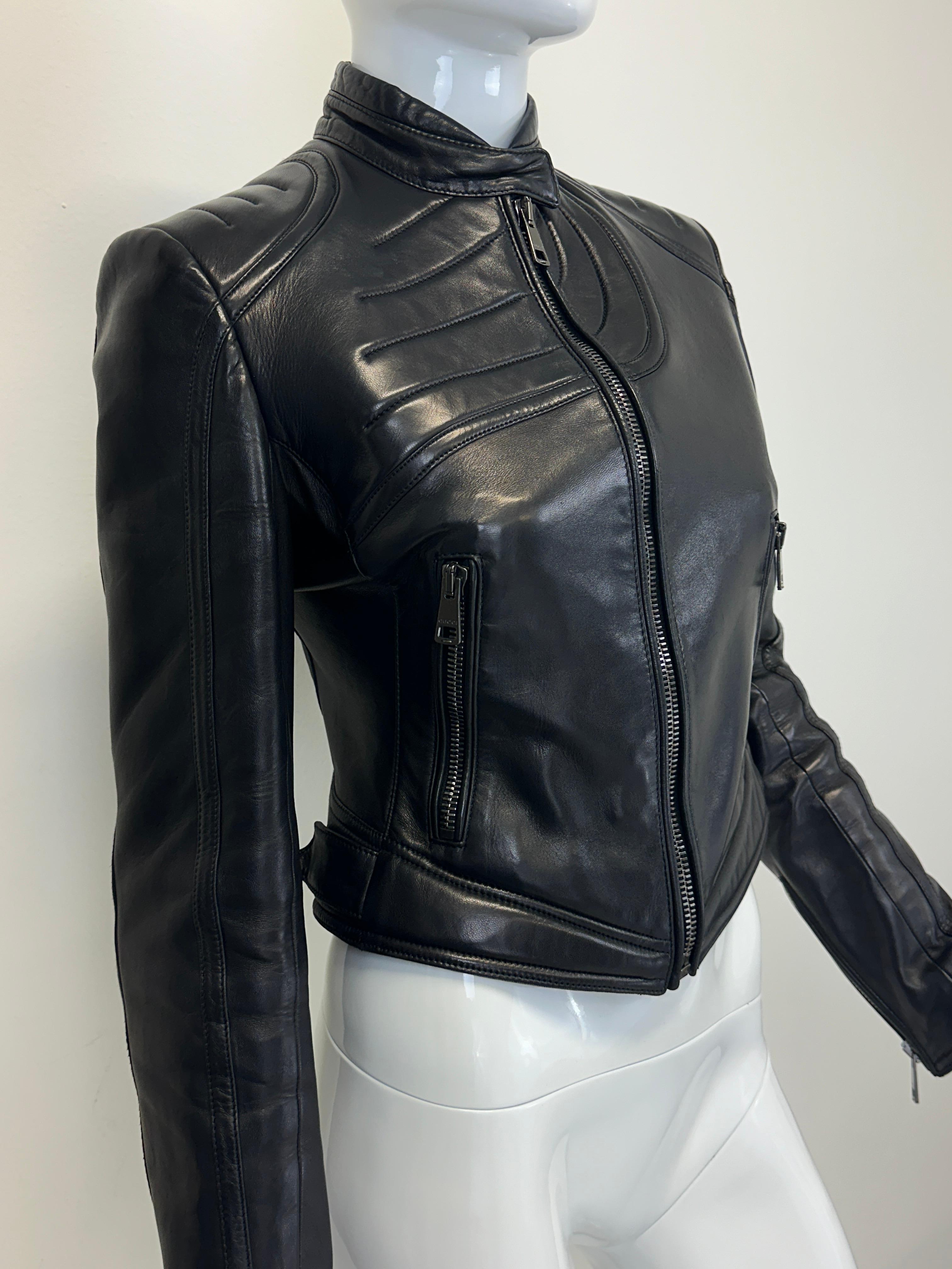 A/I 2000 Gucci by Tom Ford giacca in pelle biker a spirale In condizioni ottime a Padova, IT