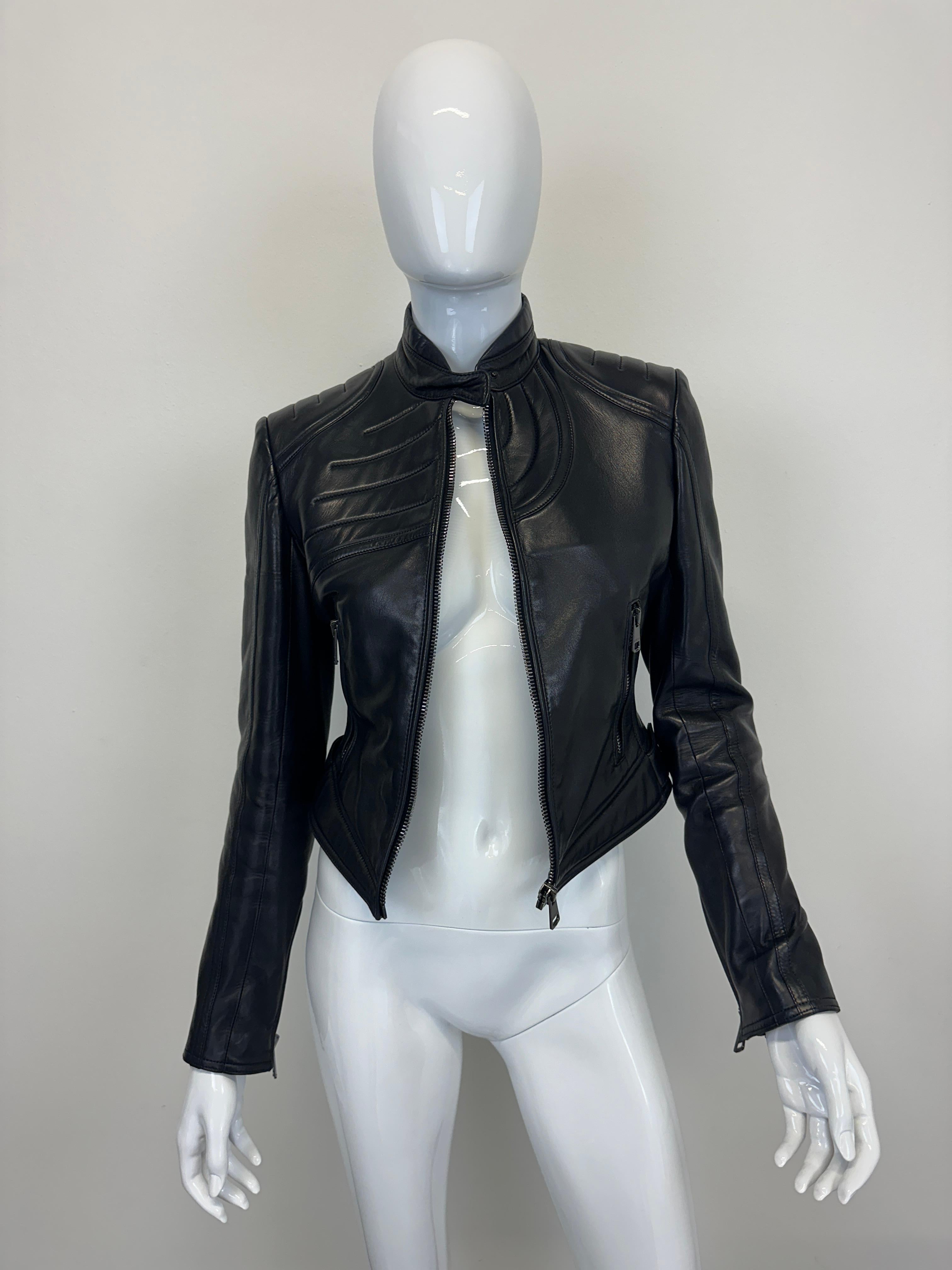 Donna A/I 2000 Gucci by Tom Ford giacca in pelle biker a spirale