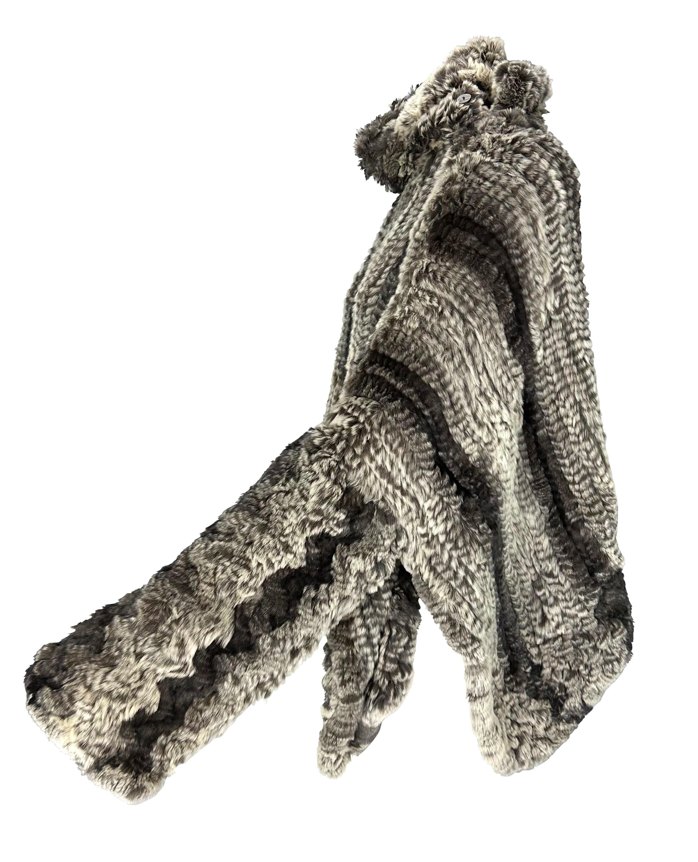 Women's F/W 2000 John Galliano Grey Knit Fur Oversized Asymmetric Tunic Sweater Top For Sale