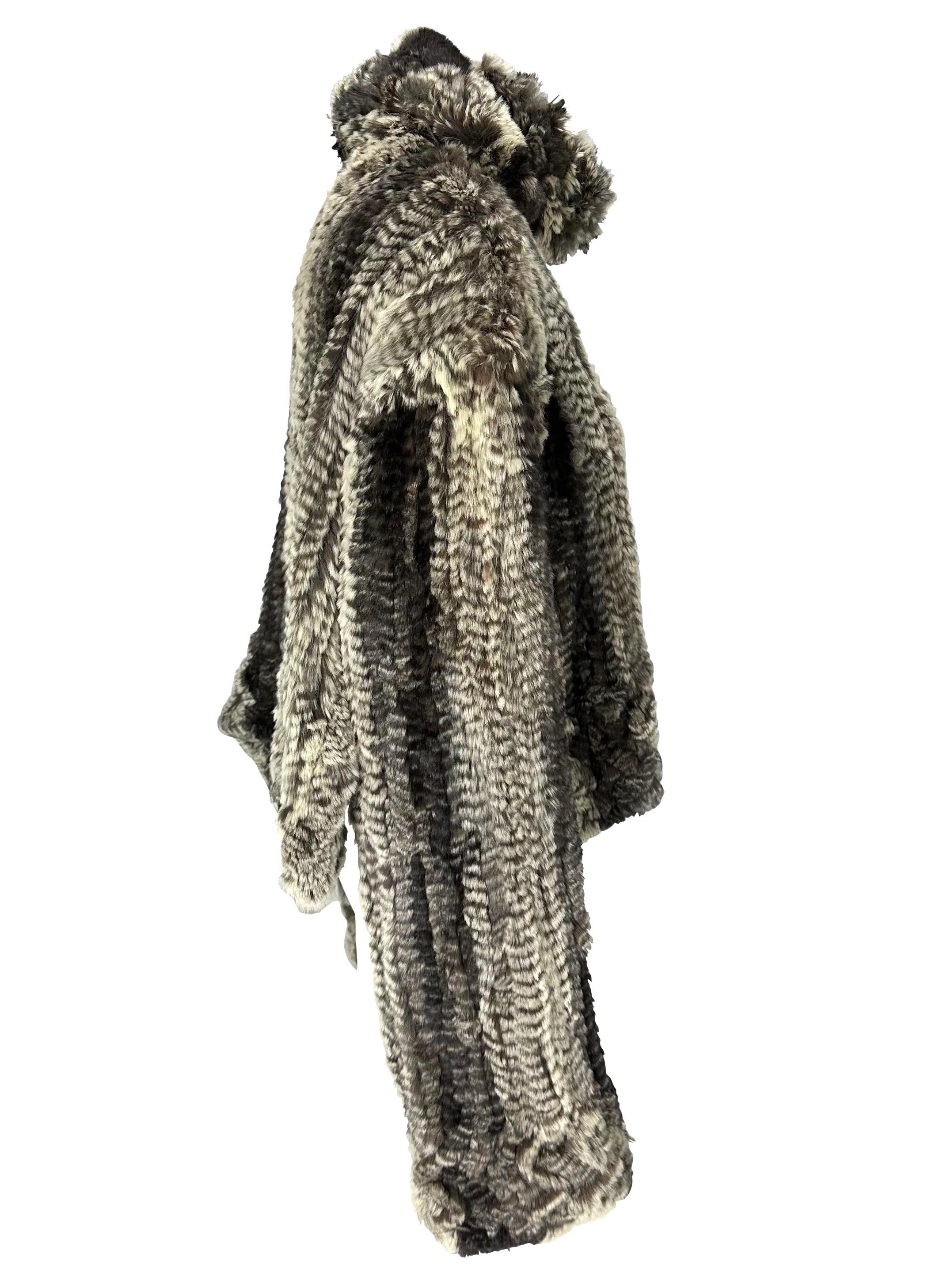 F/W 2000 John Galliano Grey Knit Fur Oversized Asymmetric Tunic Sweater Top For Sale 2