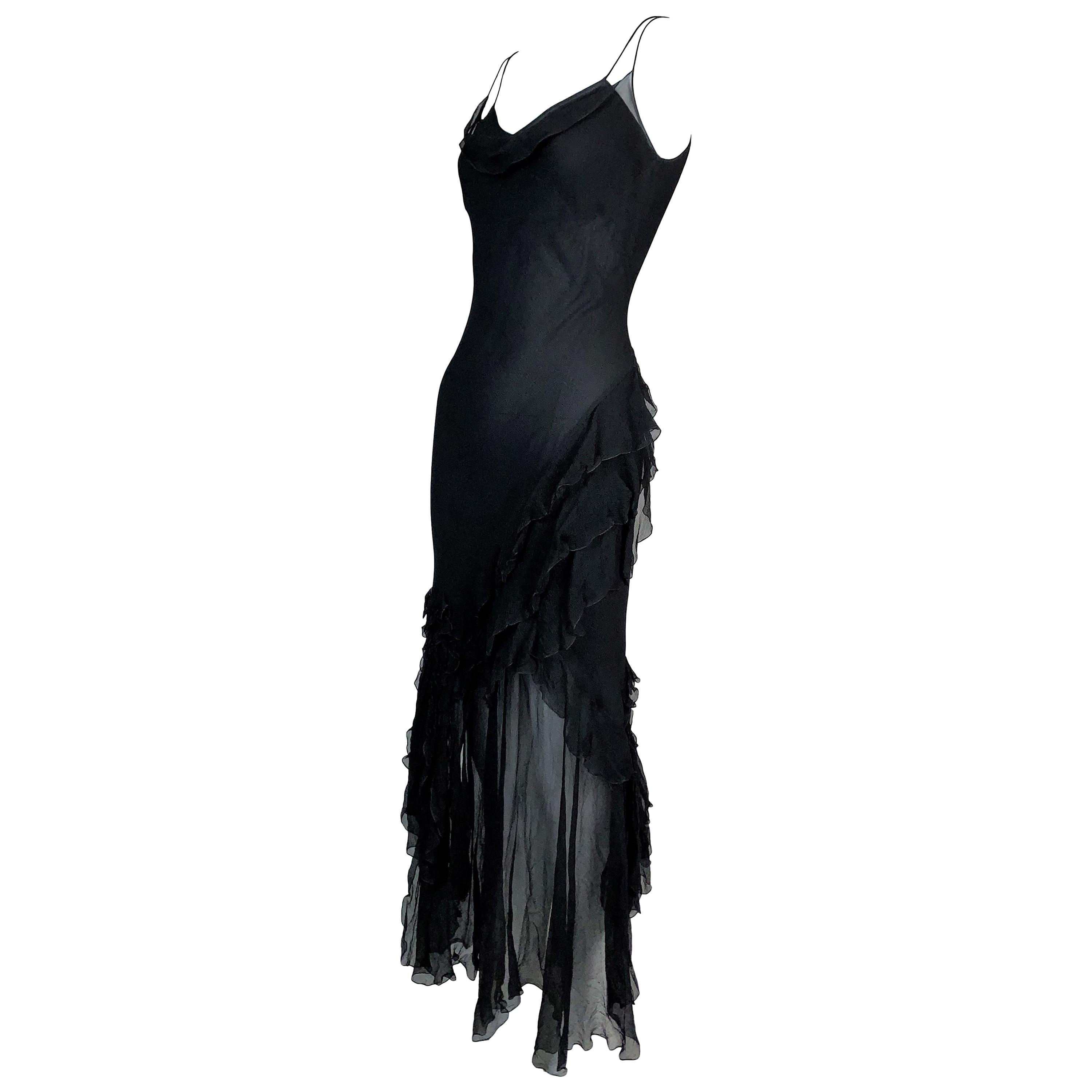 F/W 2000 John Galliano Sheer Black Silk Dress