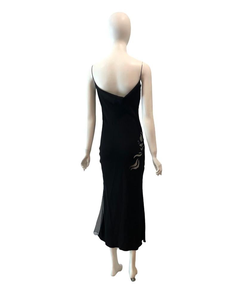 F/W 2000 John Galliano Silk Dress with Floral Sheer Panels In Excellent Condition In Austin, TX