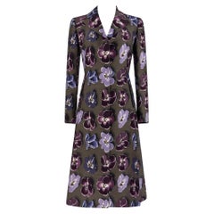 F/W 2000 Prada Runway Purple Floral Print Flared Wool Coat