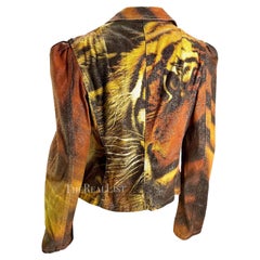 F/W 2000 Roberto Cavalli Glitter Tiger Print Orange Jacket Blazer