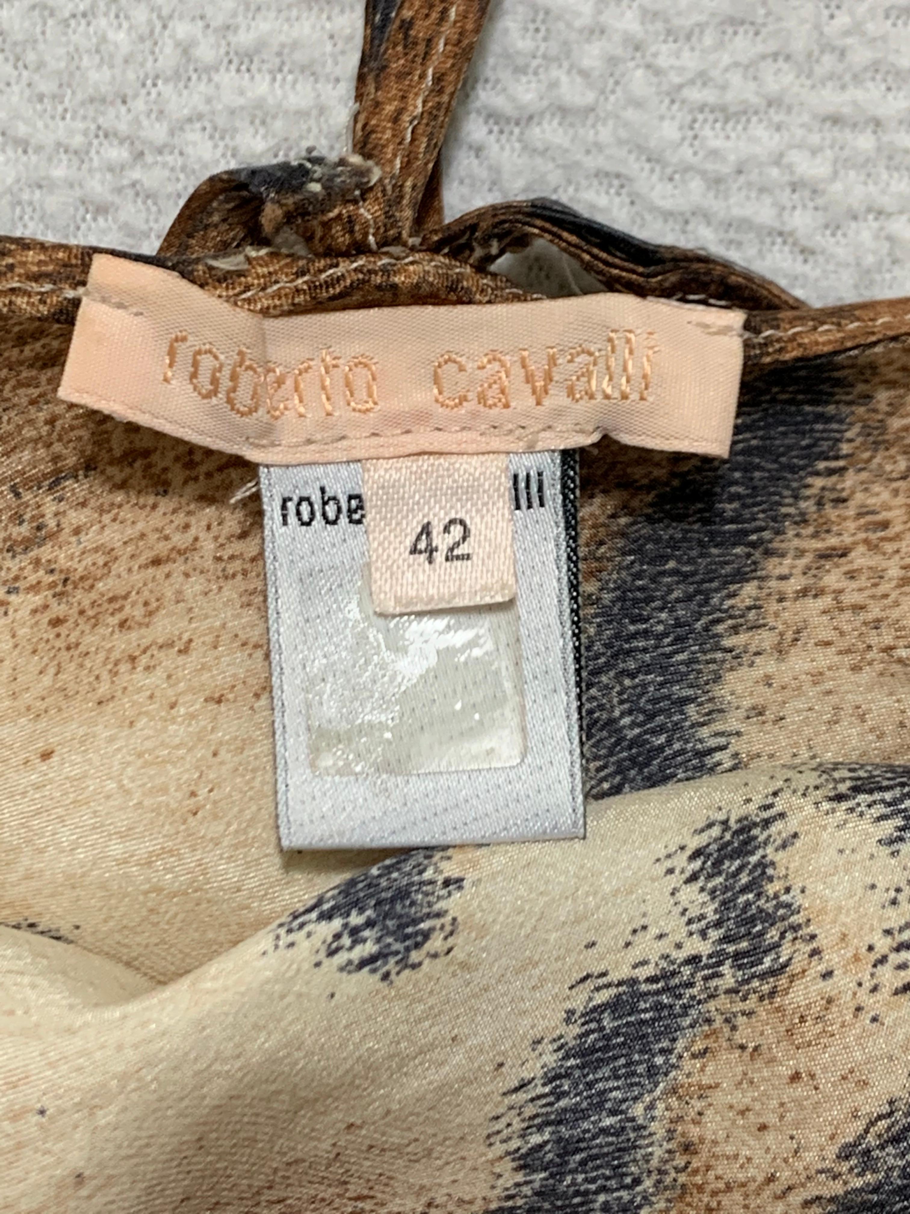 F/W 2000 Roberto Cavalli Silk Tiger Crop Top & High Slit Ruffle Maxi Skirt In Good Condition In Yukon, OK