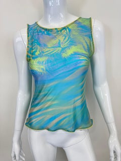 F/W 2000 Roberto Cavalli tiger sheer mesh tank top