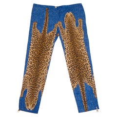 F/W 2000 Runway Christian Dior Stone Wash Jeans with Leopards 