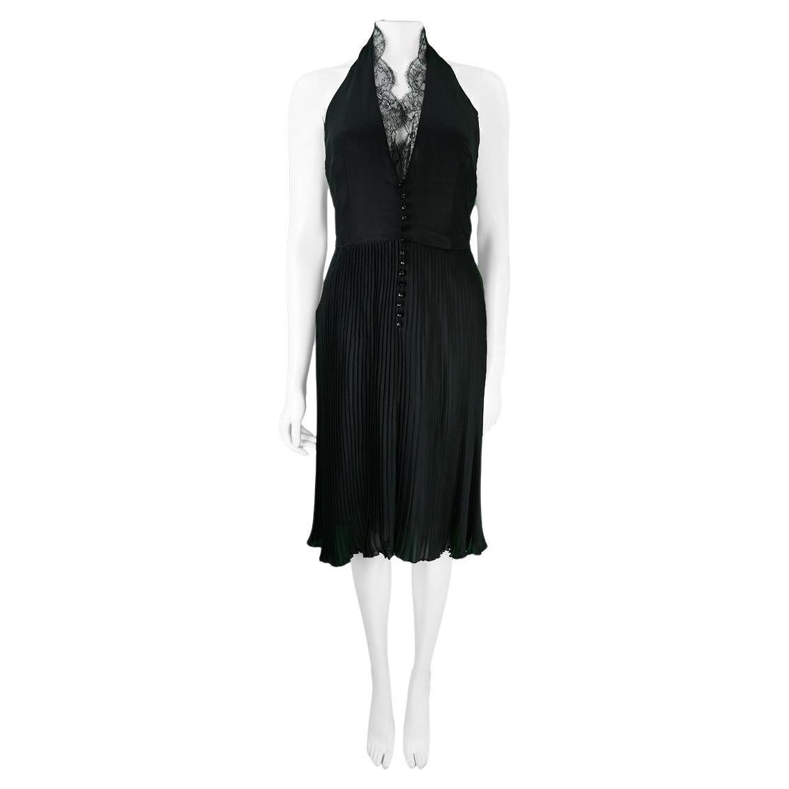 Gianni Versace black velvet and silk dress