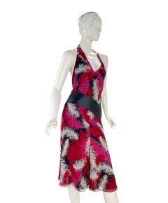 F&F Vintage 2000 Gianni Versace Couture Robe en soie avec détails en cuir