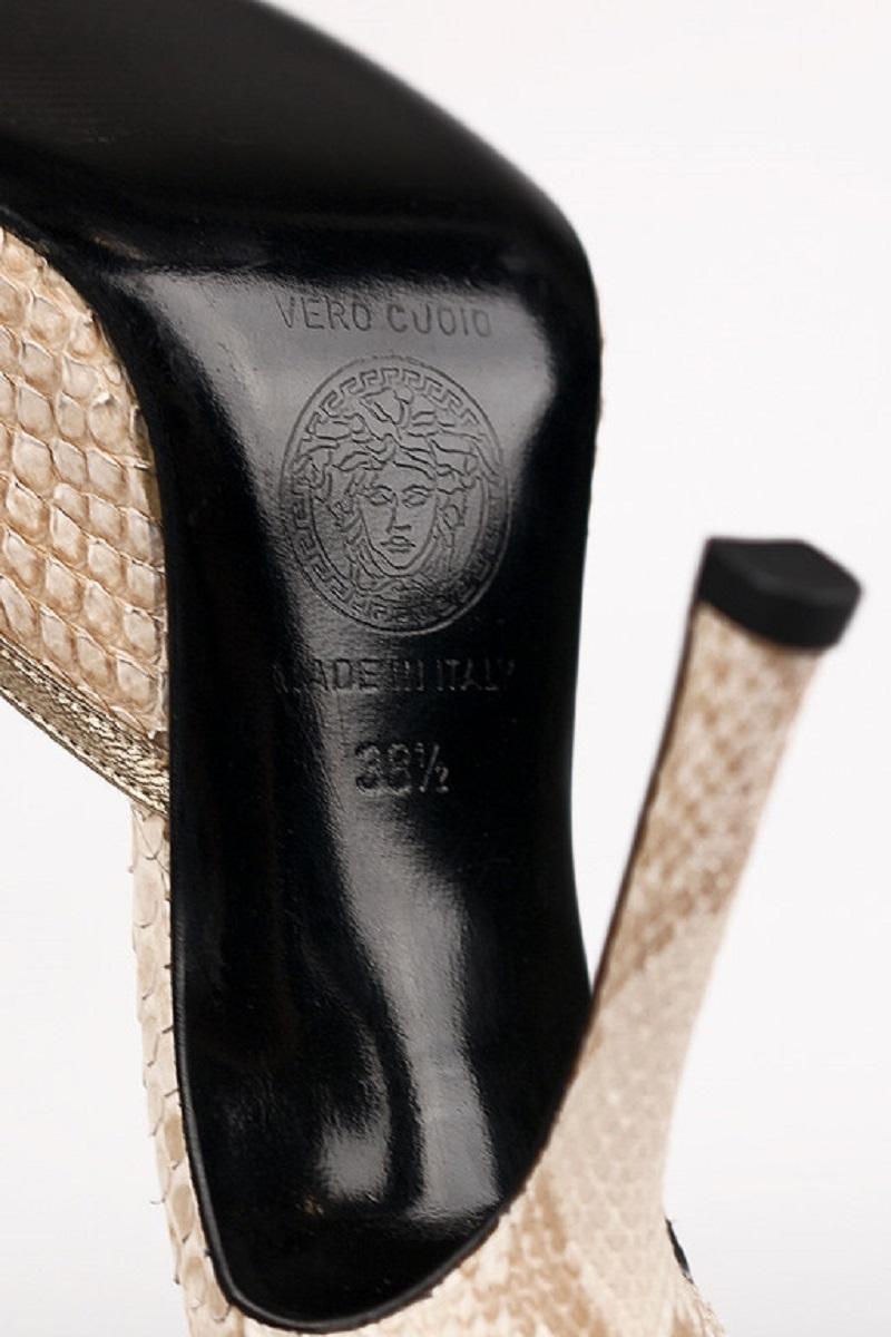 F/W 2000 Vintage Gianni Versace Nude Python Runway chaussures 38,5-8,5 NWT en vente 7