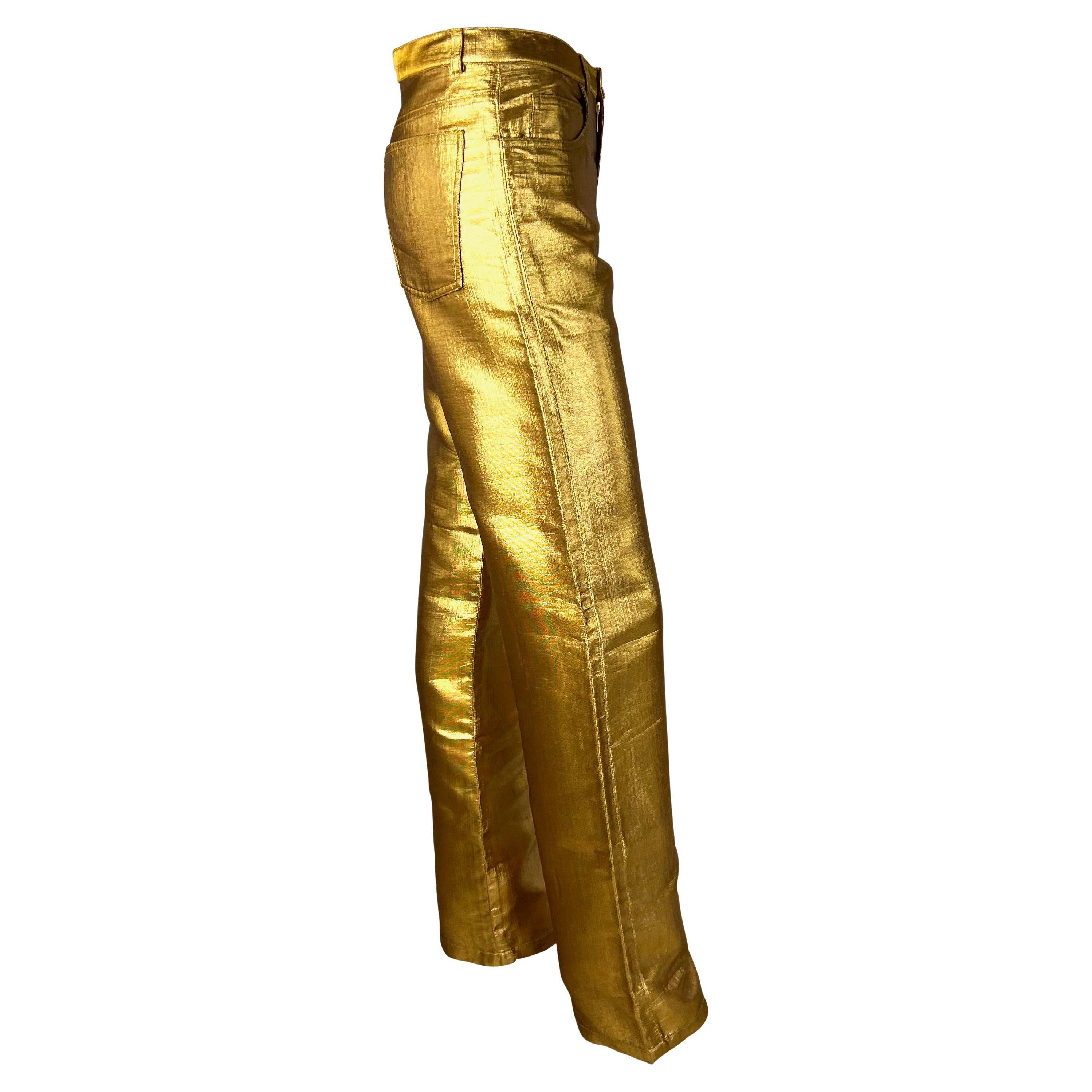 NWT F/W 2000 Yves Saint Laurent Homme by Hedi Slimane Gold Lurex Jeans Pants In New Condition In West Hollywood, CA