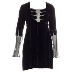 F&F Vintage 2001/02 Tom Ford for Gucci Campaigner abito da baby doll in velluto nero
