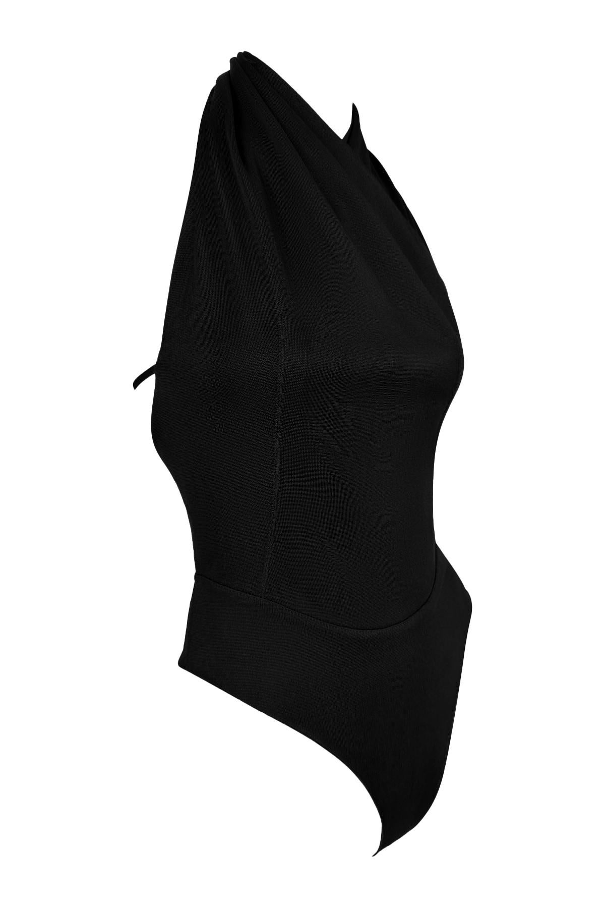 Noir F/W 2001 Azzedine Alaïa Body dos nu en viscose noire Top de corps en vente