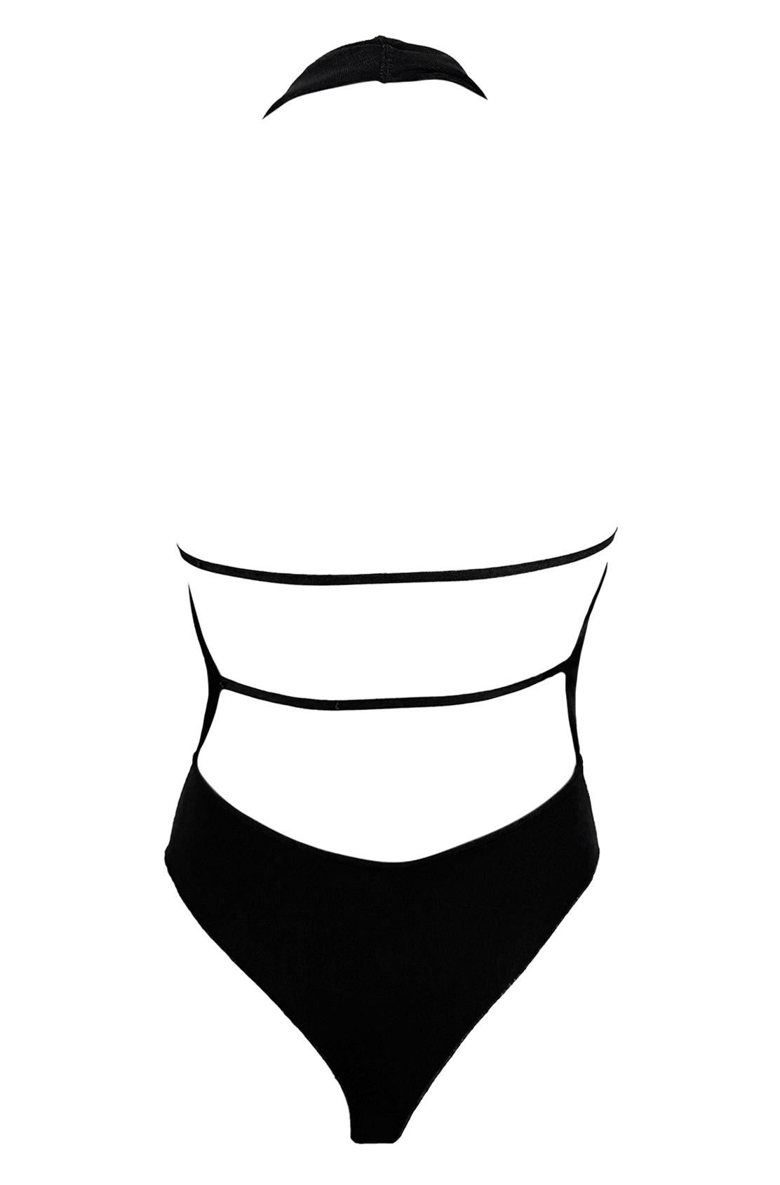 F/W 2001 Azzedine Alaïa Body dos nu en viscose noire Top de corps Pour femmes en vente